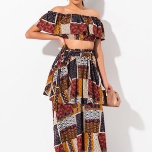 Akira Matching Crop Top and Maxi Set